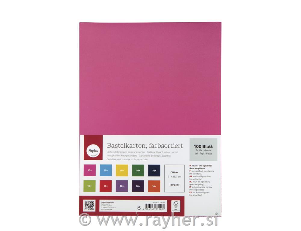 Karton A4 180g set 100 sort.boje