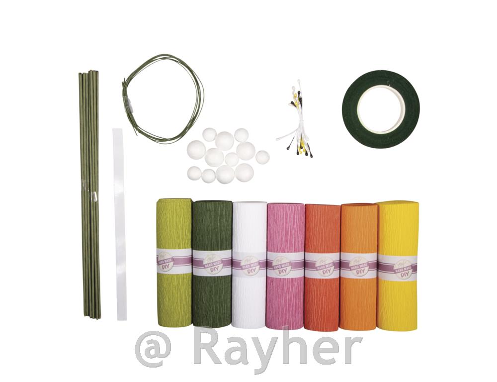 Set za izradu cvijeća od krep papira,pastelne boje, 105 g/m2