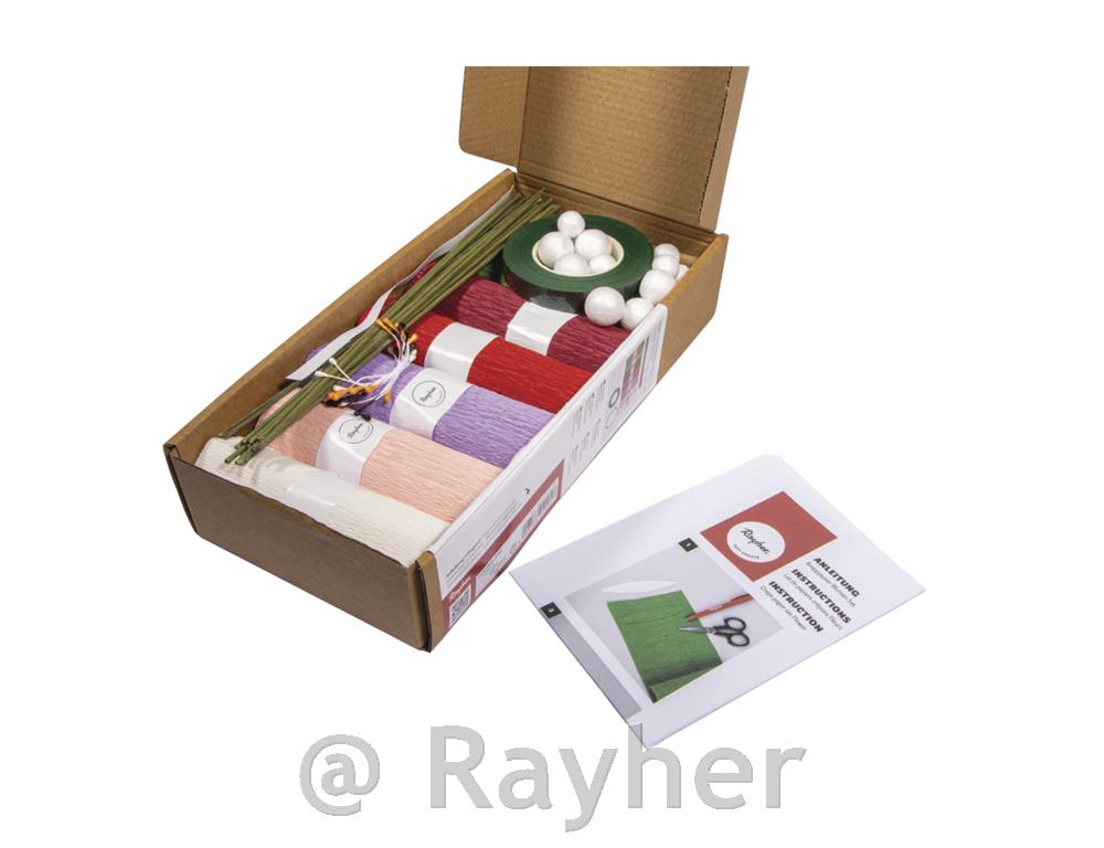 Set za izradu cvijeća od krep papira,mješovite boje, 105 g/m2