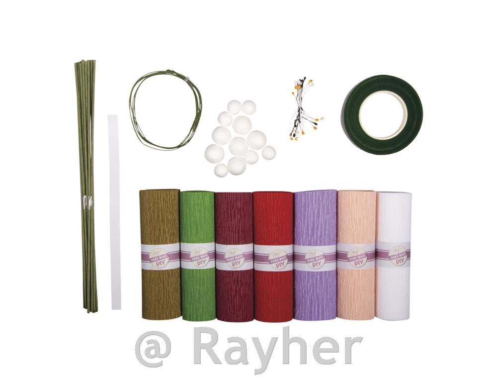 Set za izradu cvijeća od krep papira,mješovite boje, 105 g/m2