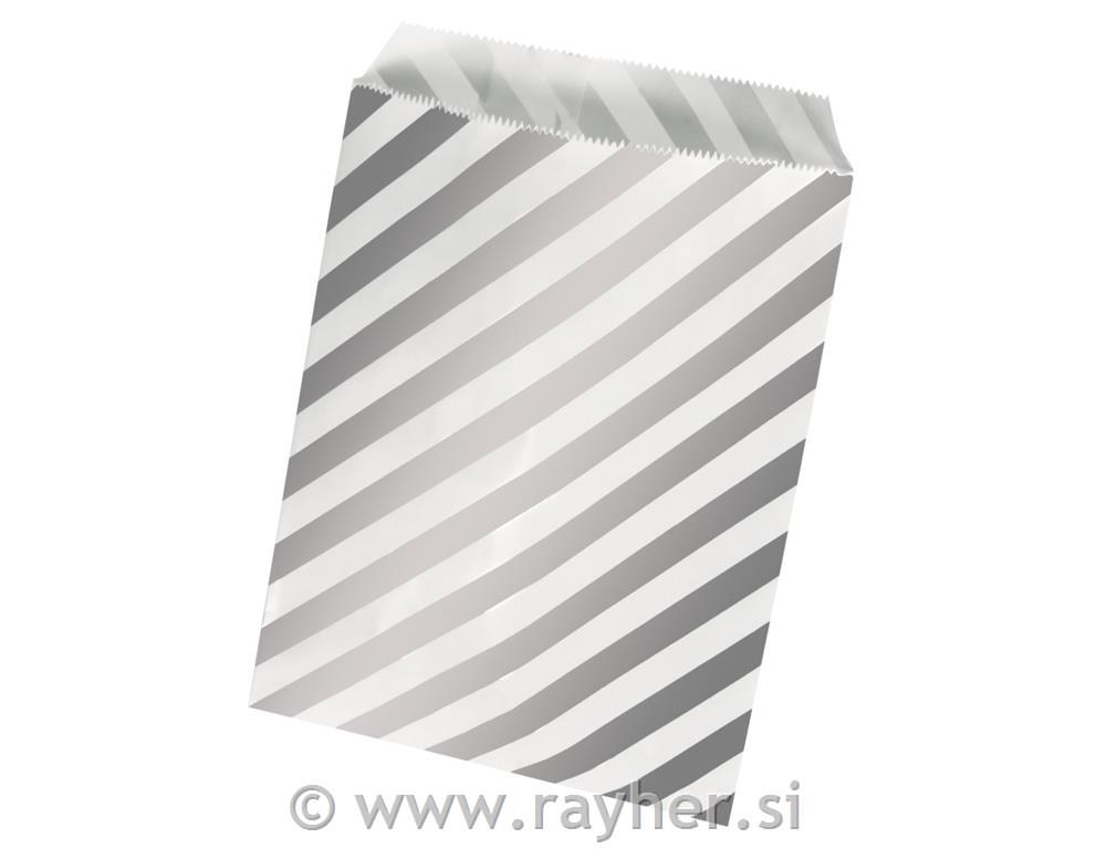 Vrečke za živila, črtaste srebrne, 15 kos 12,9 x 16,8 cm