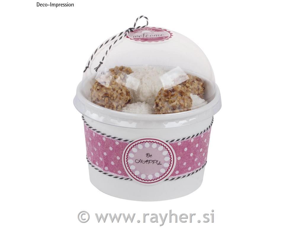 Lonci za deserte/ hrana s poklopcem, 90mm, bijeli, 6.1 cm, 200ml, set 6