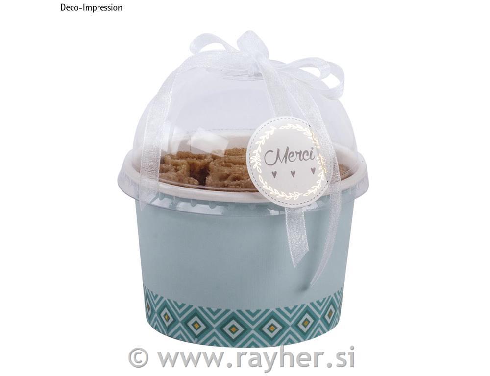Lonci za deserte/ hrana s poklopcem, 90mm, bijeli, 6.1 cm, 200ml, set 6
