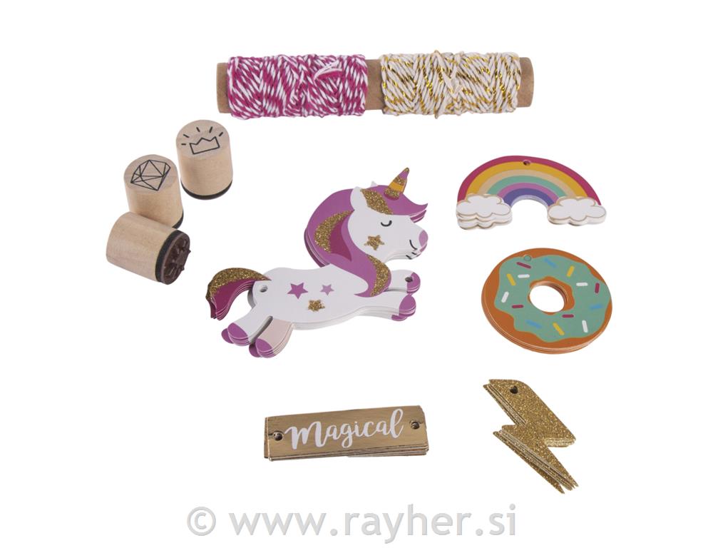 Set za stvaranje Unicorn, tagi + vrpce +pečati