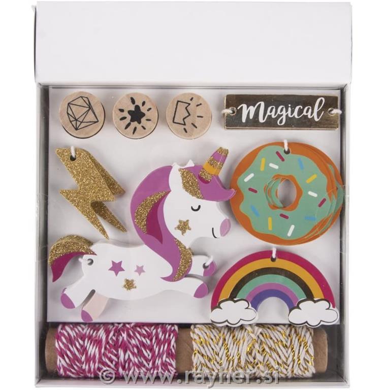 Set za stvaranje Unicorn, tagi + vrpce +pečati