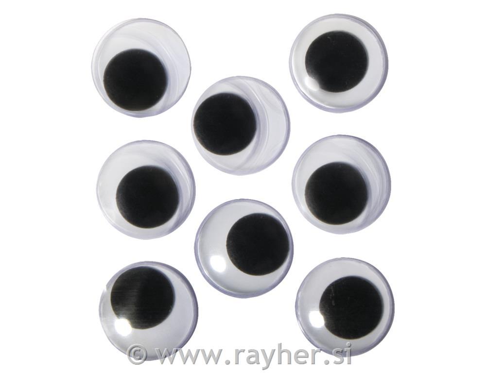 Oči plastične, samoljepljive, 20mm, 8 kom