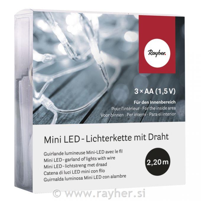Svjetla Mini LED lanac, unutarnji, bijeli, 190cm, 20 svjetala, na baterije