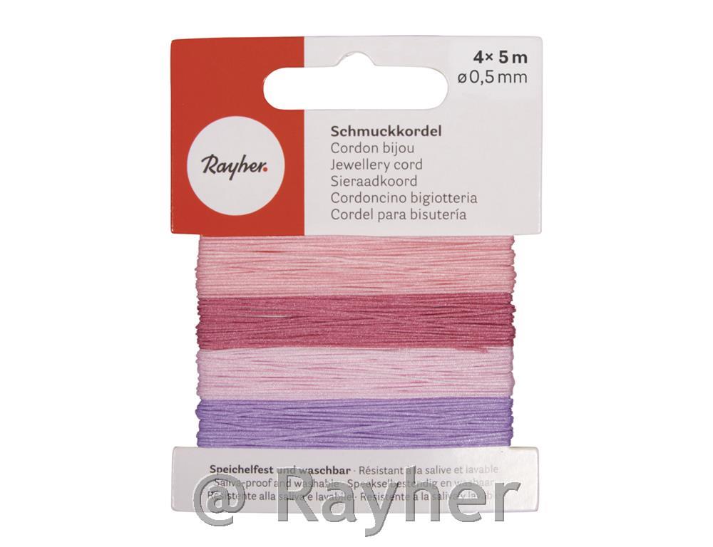 Ukrasni konac 0,5 mm, blijedoružičasti4 boje, 5 m svaka, 20 m