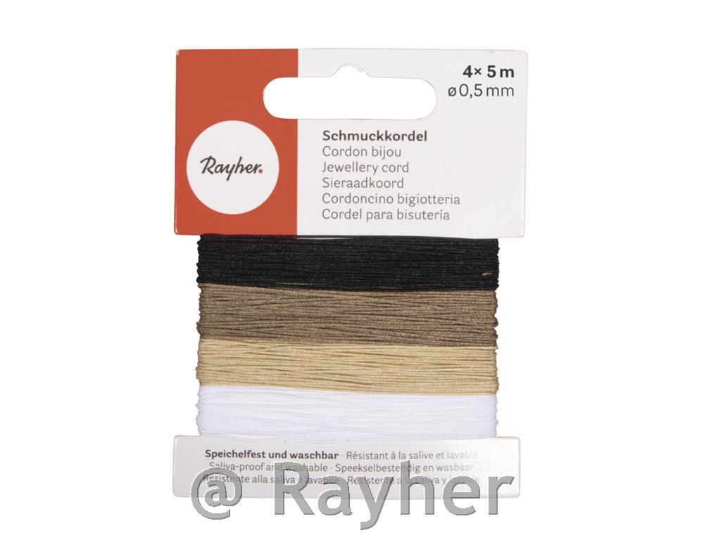 Ukrasni konac 0,5 mm, prirodni4 boje, 5 m svaka, 20 m