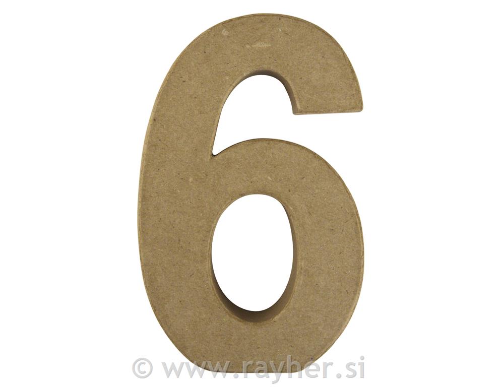 Številka iz papirne mase, "6", 15x9,4x3 cm