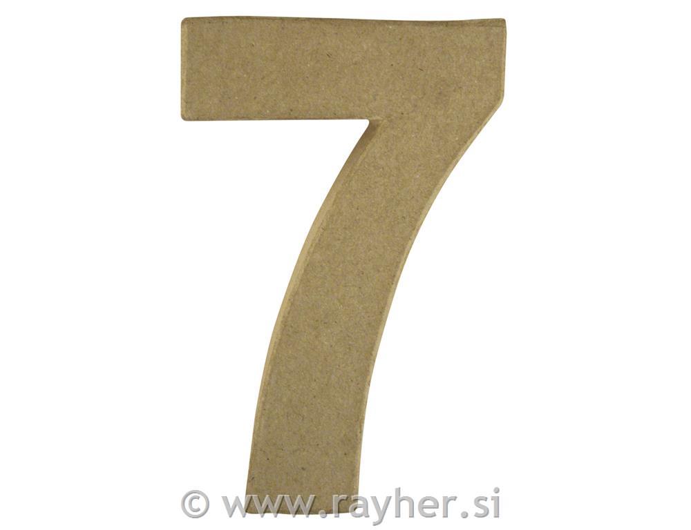 Papier-mâché number, "7", 15x9,4x3 cm