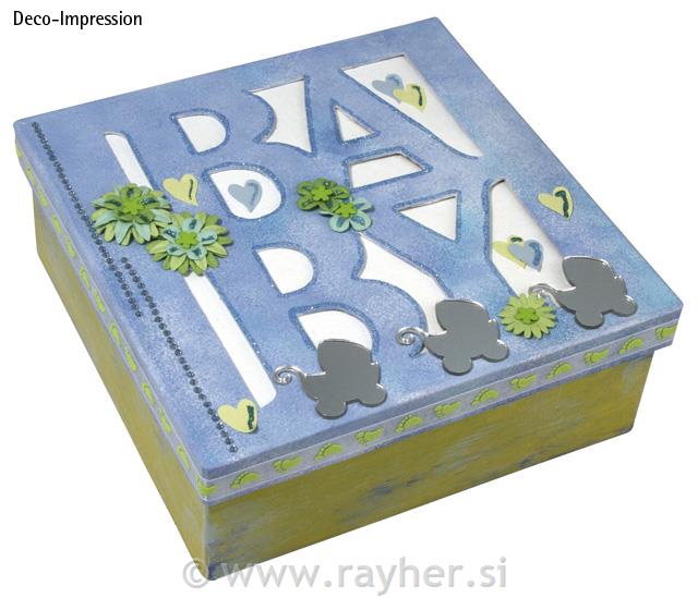 Kutija od papirne mase, pravokutna, z izrezom, 16x16x6 cm, "BABY"