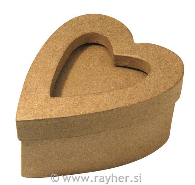 Škatla iz papirne mase z izrezom, srce, 13x10x6 cm