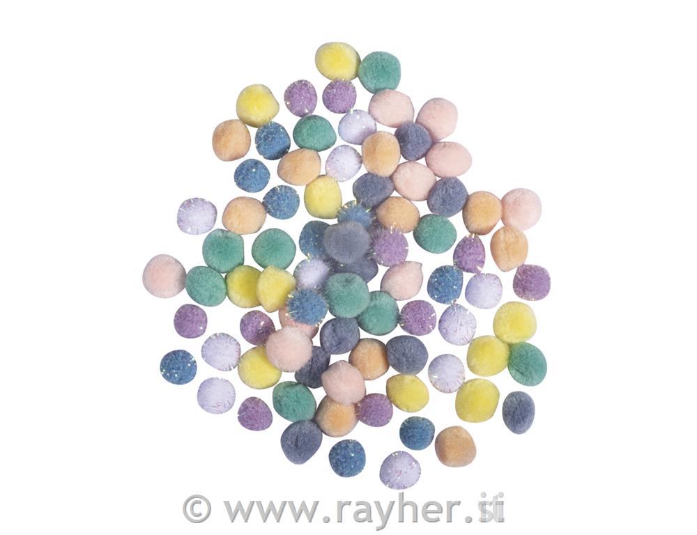 Pompon kuglice, miješane, 15mm, različit