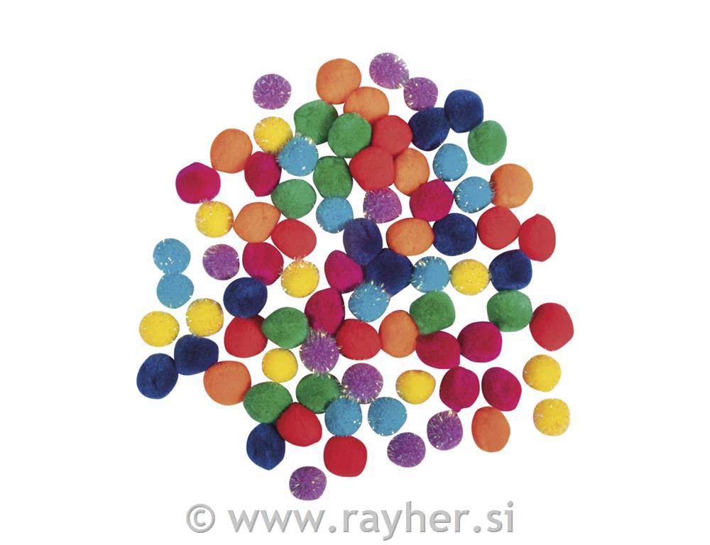 Pompon kuglice, miješane, 15mm, različit