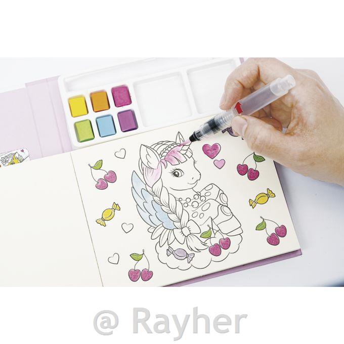 Creative set Watercolor painting Unicorn