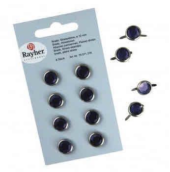 Brads, rhinestones, plum, o 8 mm, tab-ca
