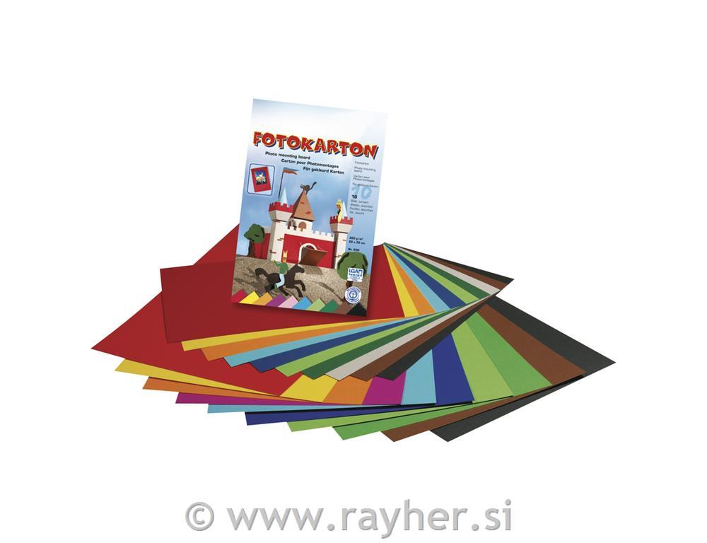 Fotokarton set 300g/m2, A4, 10 listov, 10 barv