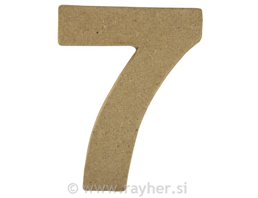 Papier-mâché number, 7, height 10 cm, 1