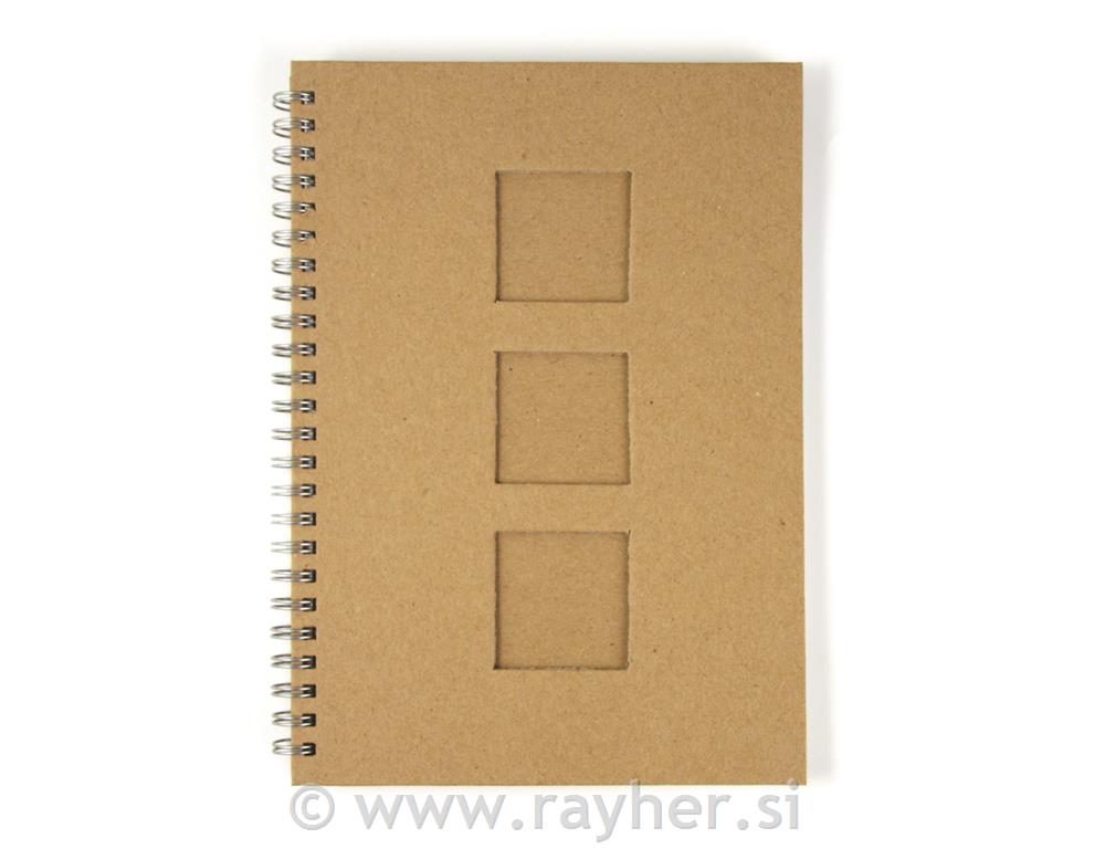 Bilježnica od papirne mase, s izrezom, kvadrat, DIN A5, 60 listova, 70 g/m2