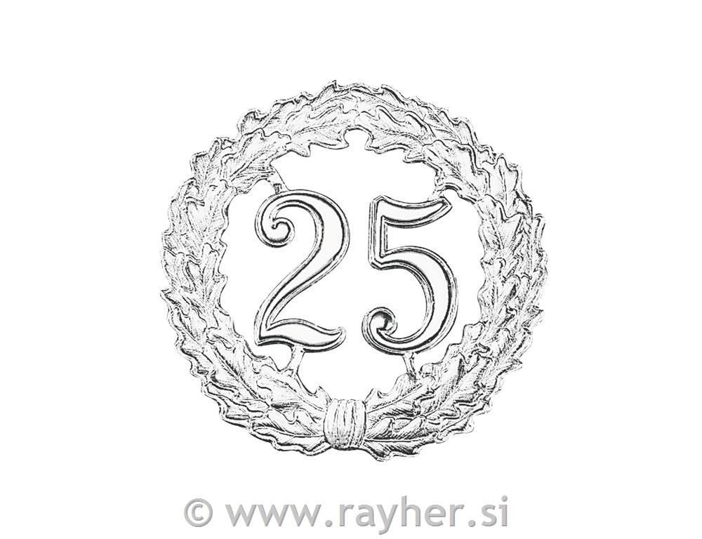 Broj u vijencu, srebro, "25"