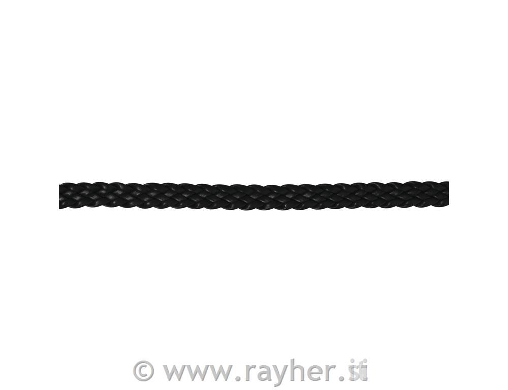 Kožna vrpca, pletena, crna, 12 mm, 1.5 m