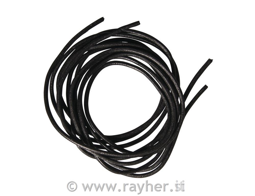 Round laces of calf leather, 2mmo, black