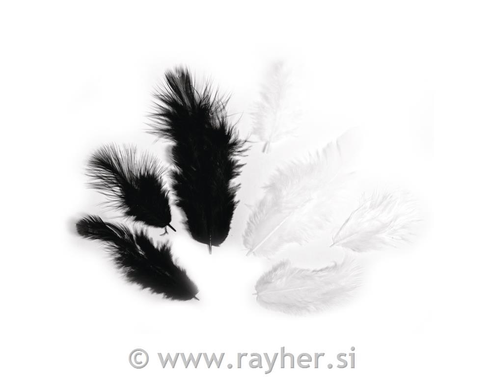 Perje, crno / bijelo, 3-10 cm, 10 g