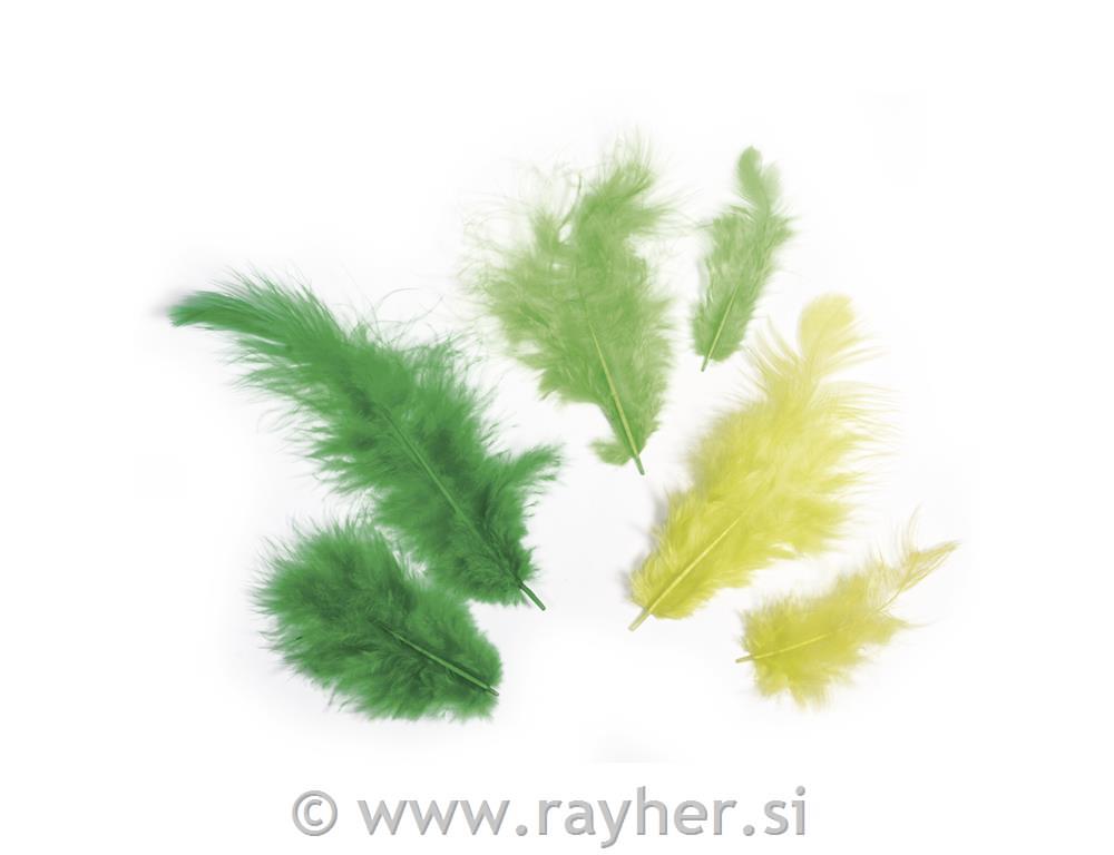 Perje, zelene barve, 3-10 cm, 10 g