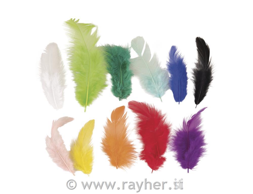 Feathers, mixed colors, 3-10 cm, 10 g