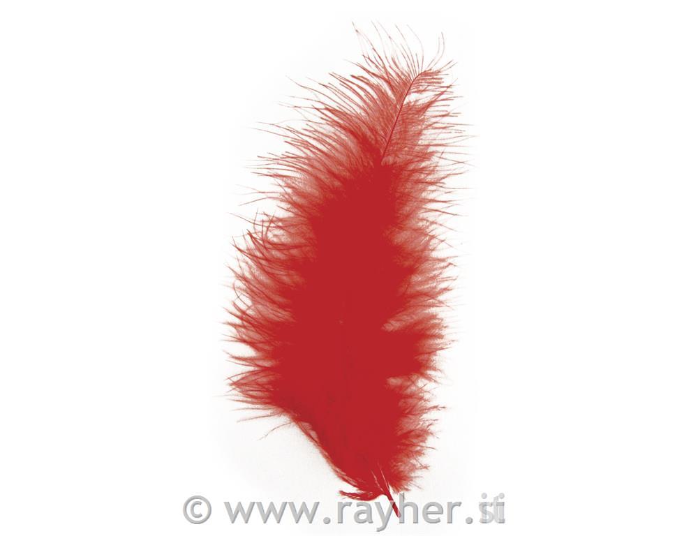Fluffy feather, red, 10-15 cm, tab-bag 1