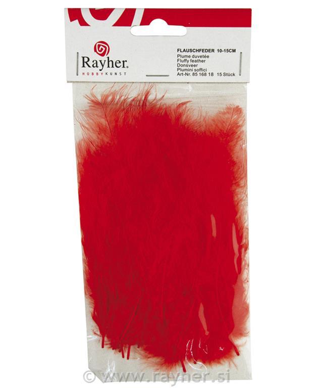 Fluffy feather, red, 10-15 cm, tab-bag 1