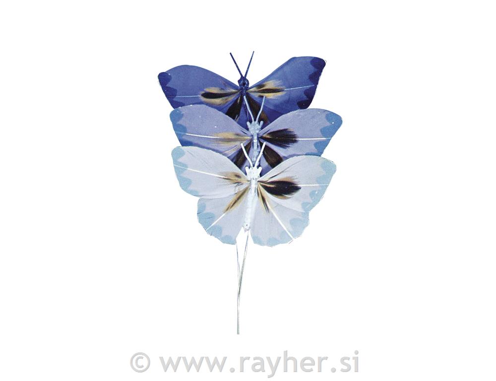 Leptiri od perja, 2 cm, plave boje, 6 kom