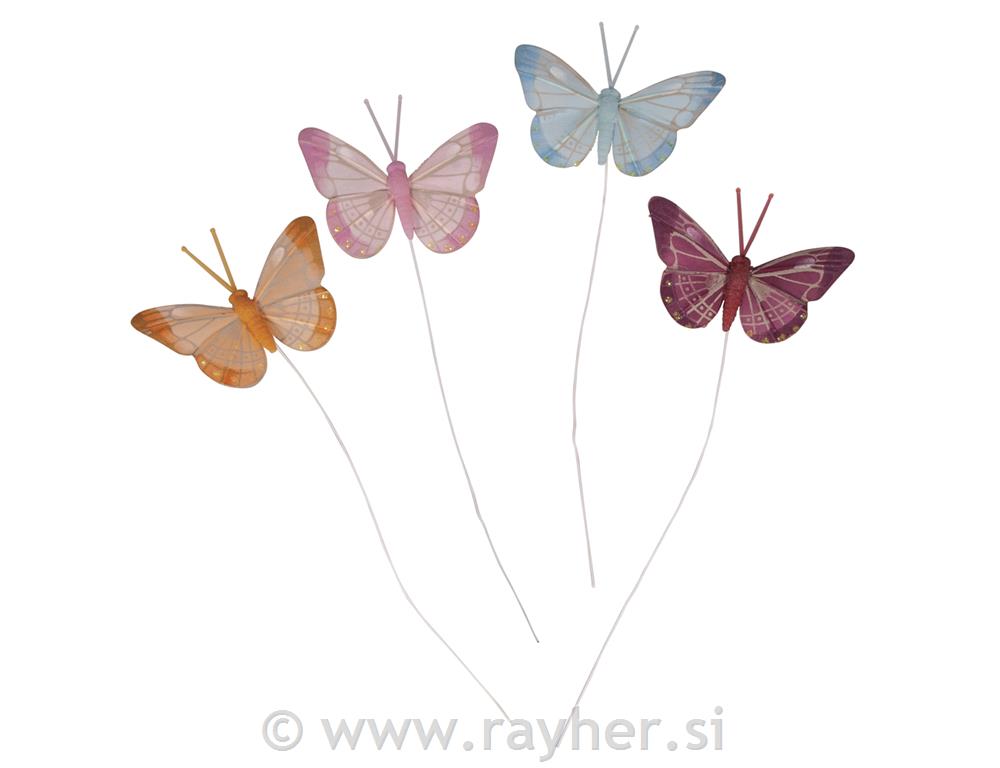 Leptiri s žicom, 6.5cm, 4 kom