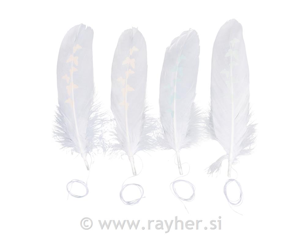 Perje z metulji,z vrvico, 15-17cm, set 4