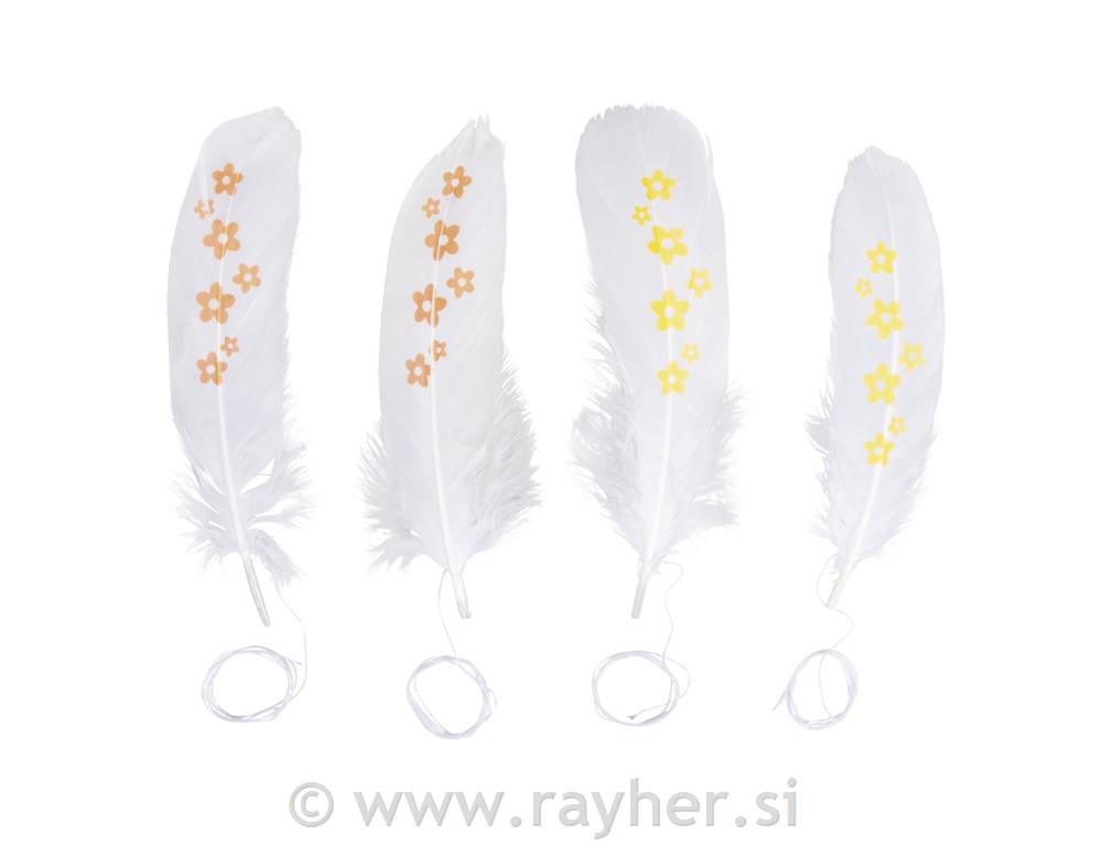 Perje s cvijećem, s vrpcom, 15-17cm, set4