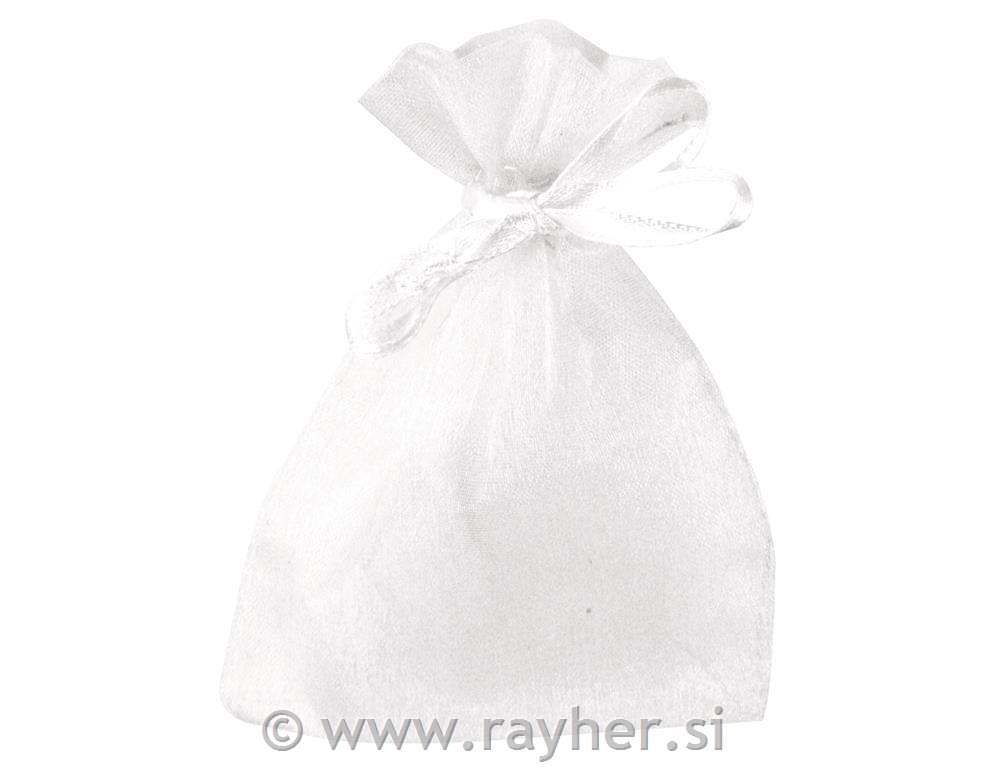 Organza vrećice, bijele, 7.5x10 cm, 6 kom