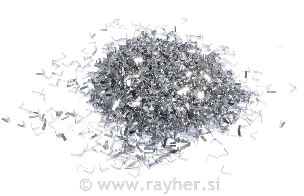 Foil confetti, silver, 1x3mm, tab-bag 15g