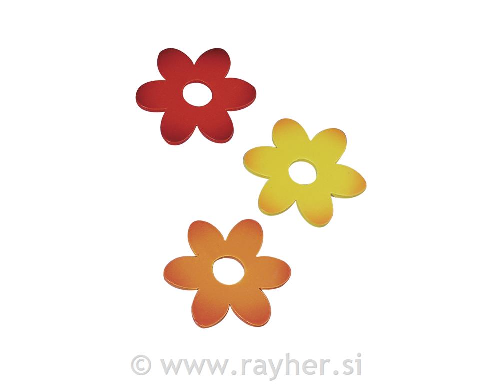 Drveni ukrasi: cvijeće, mješovito, 7 cm,6 kom