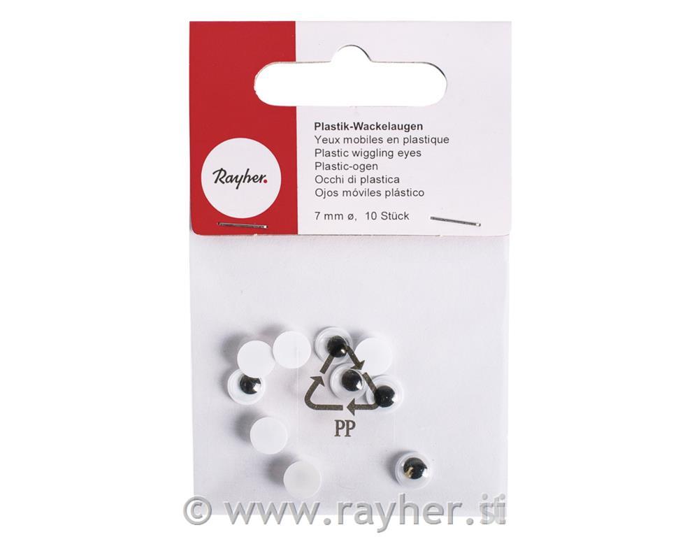 Oči plastične, 7 mm o, 10 kom