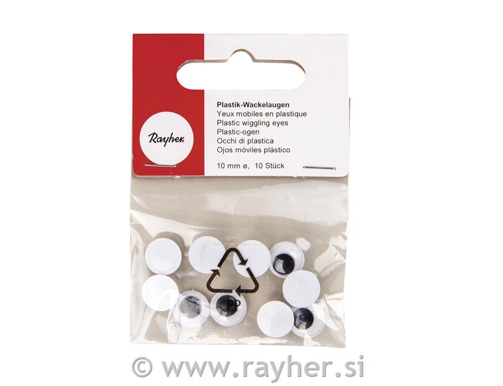Očesa plastična, 10 mm, 10 kom.