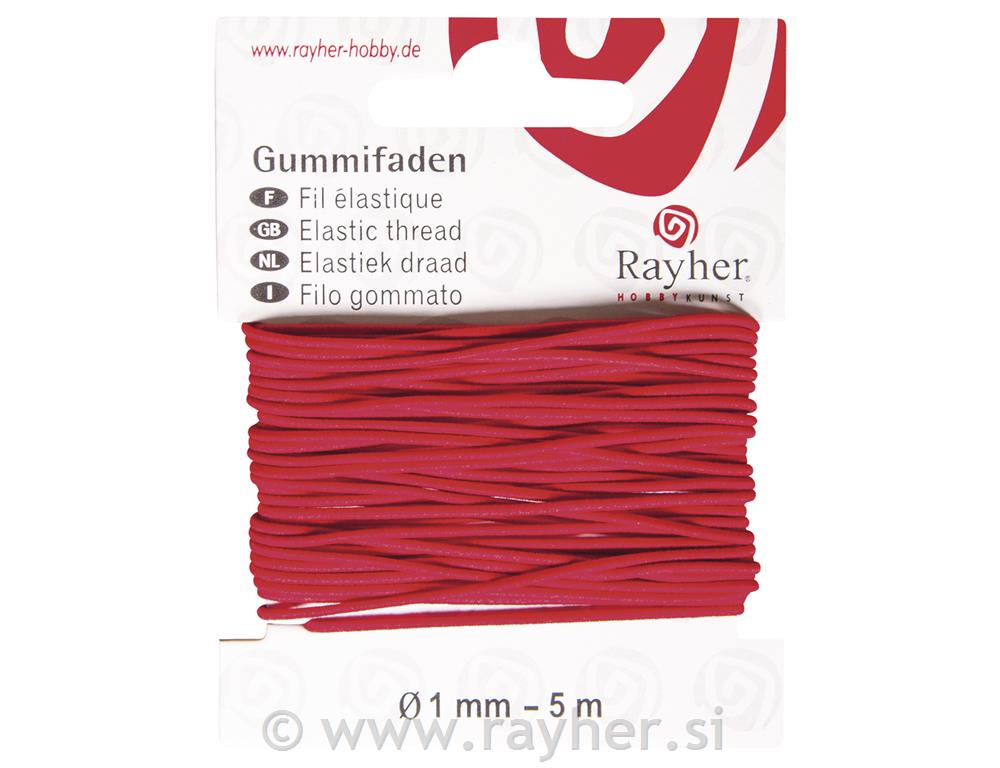 Gumena vrpca, 1mm, crvena, 5m