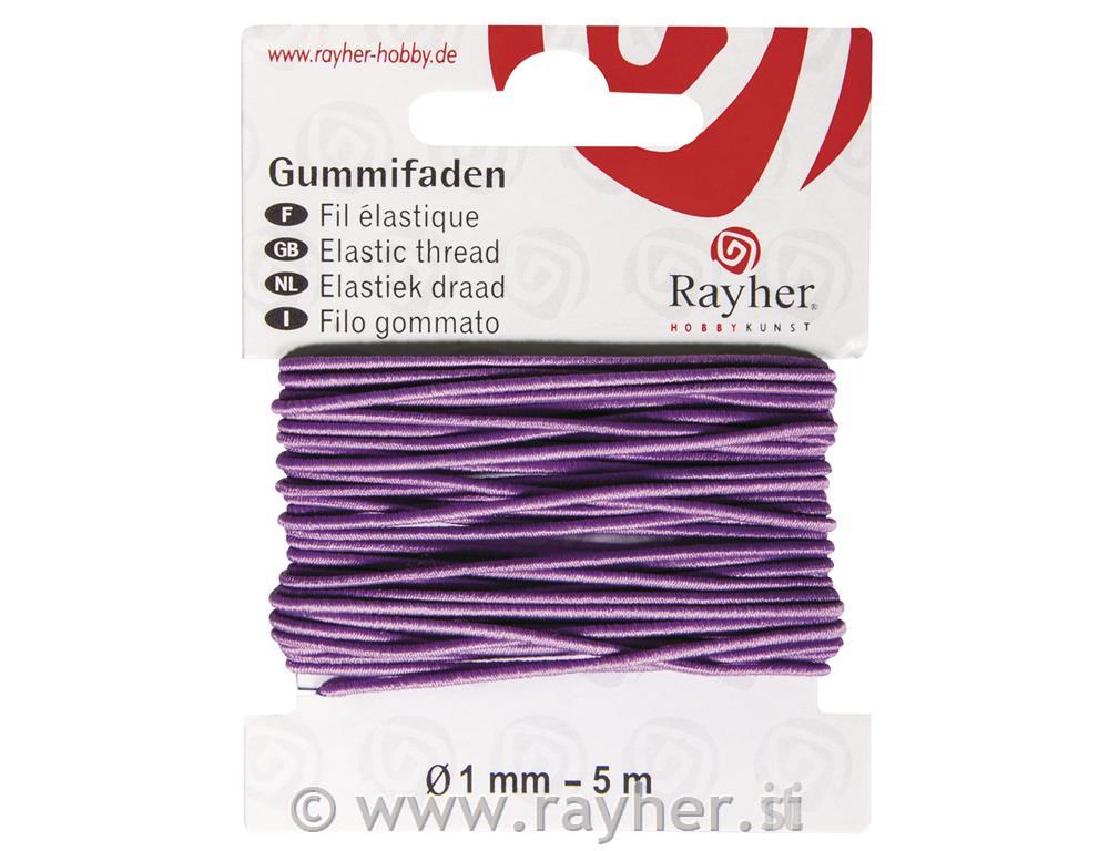 Gumena vrpca, 1mm, ljubičasta, 5m