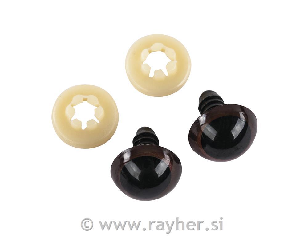 Plastična očesa, temno rjava, 15 mm o, 10 kom.