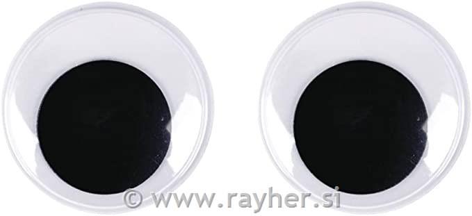 Oči plastične, 40 mm o, mješovite, 6 kom