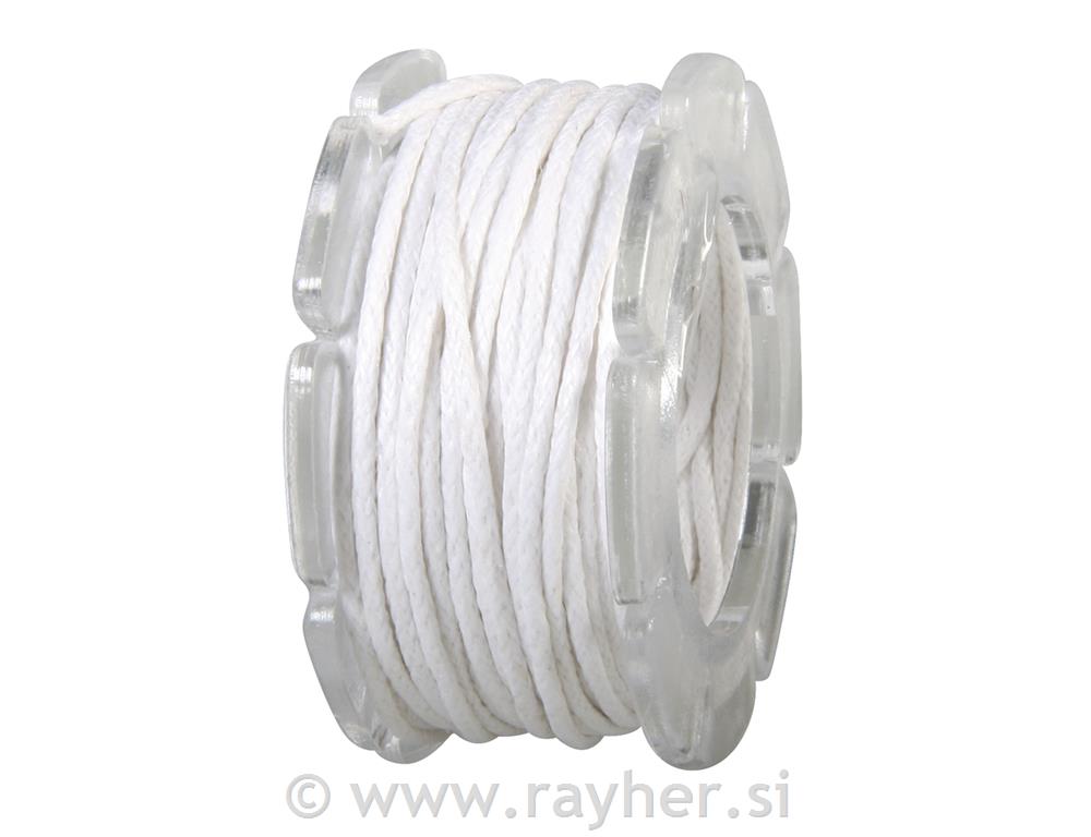 Pamučna vrpca, voskasta, bijela, 1 mm o,5 m
