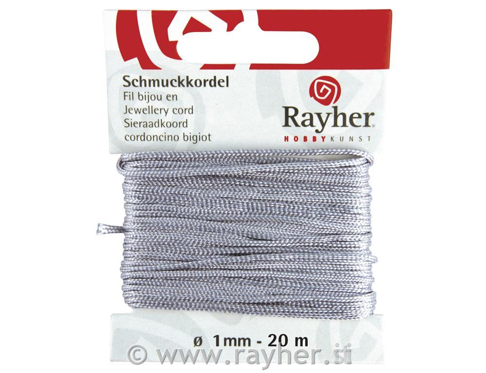 Vrvica za nakit, siva, o 1 mm, 20 m