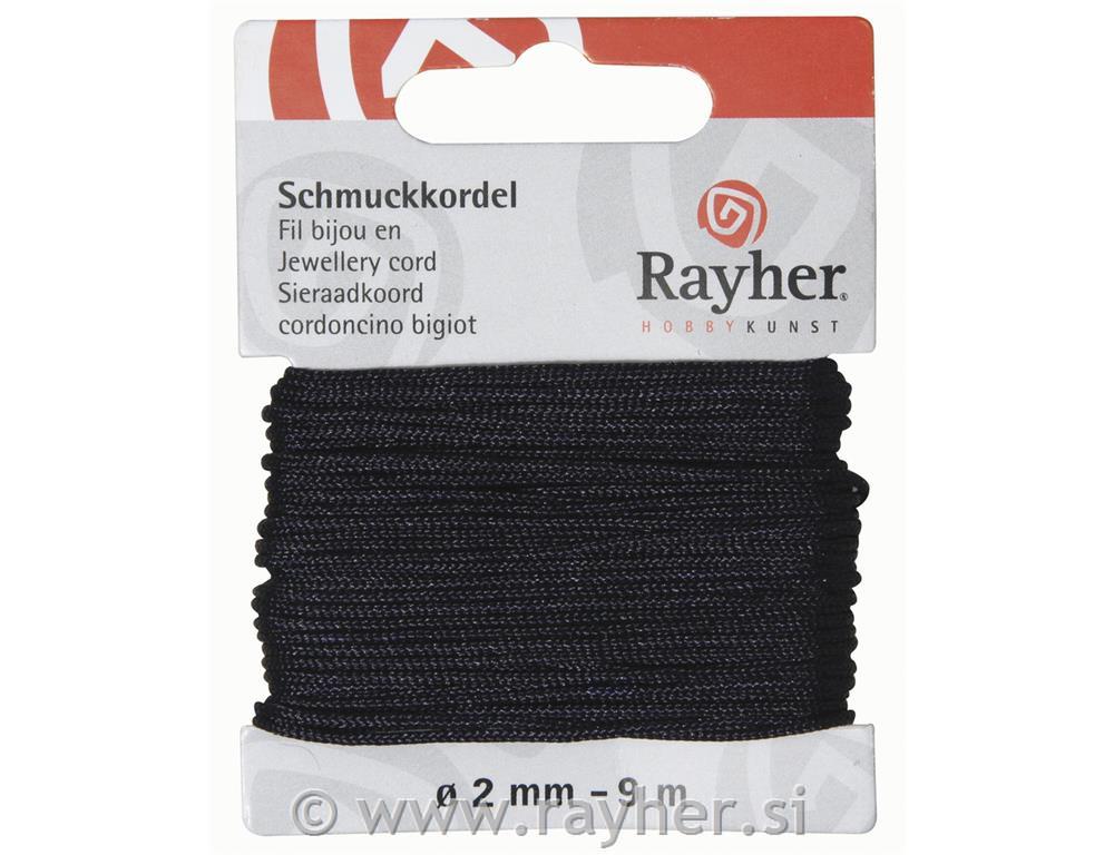 Vrpca za nakit, tamno plava, o 2 mm, 9 m