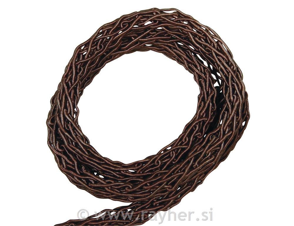 Vrpca za nakit, pletena, tamno smeđa, oca. 4 mm, 1 m