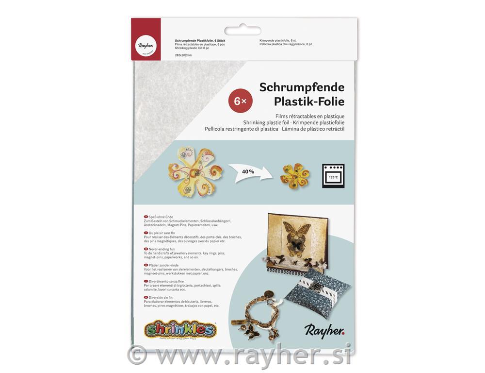 Shrinking plastic foil, white, 262x202mm